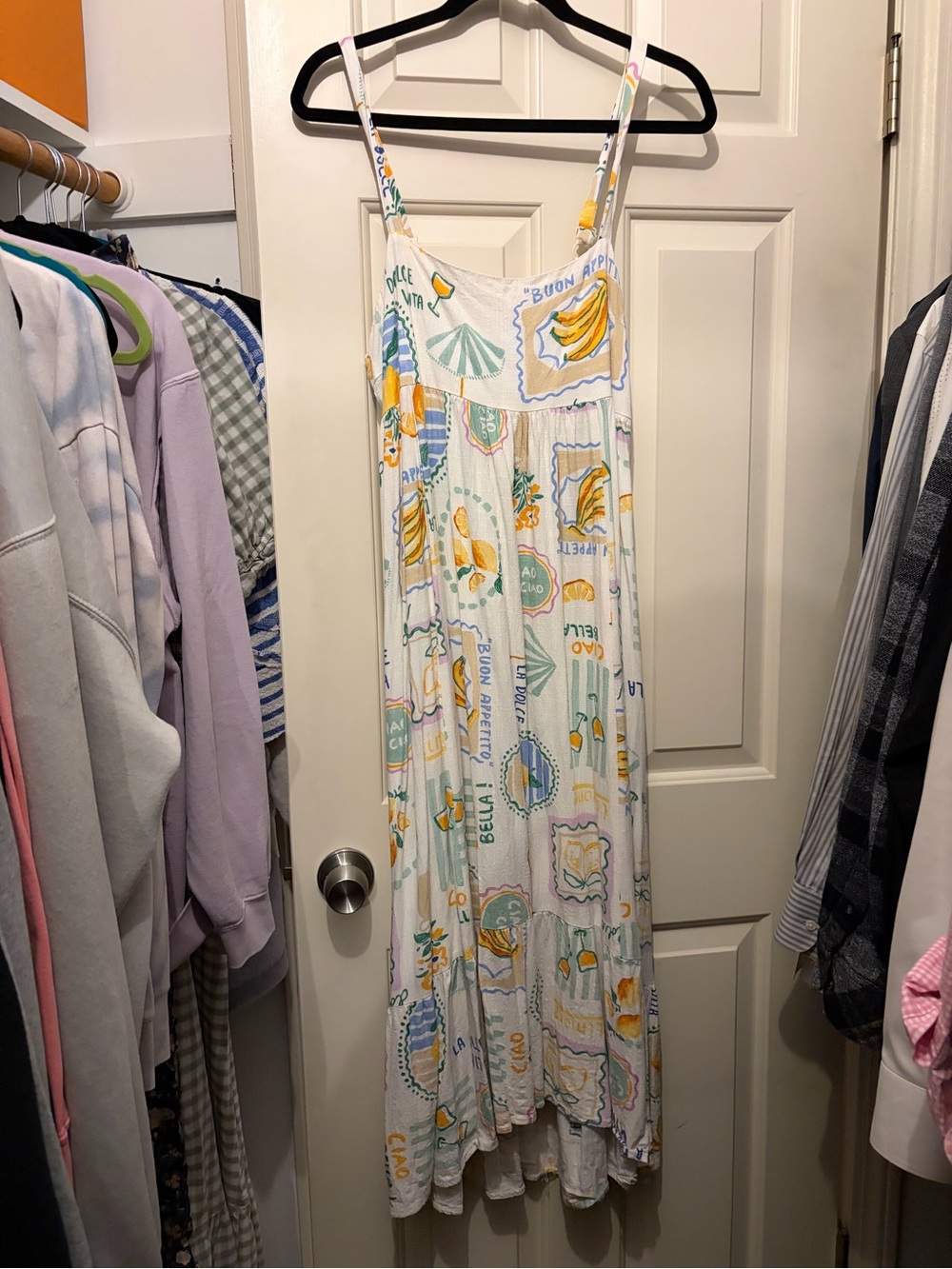 Maxi dress with Italian words/ pictures on it